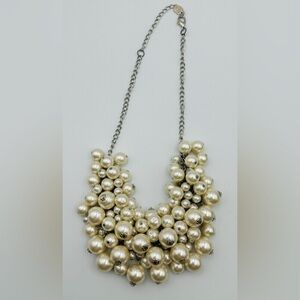 You & I Faux Pearl & Silver Tone Chunky Bib Statement Necklace